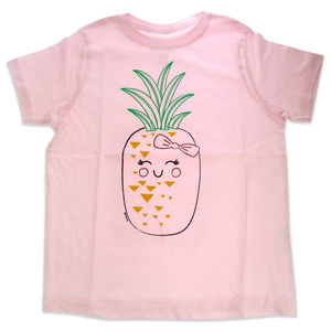 Girls Crew Tee-Blushing Pineapples-Balerina-DelSol for Kids-1 Pc T-Shirt (4T)